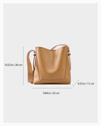 Dimensions of the Women's Versatile Structured Genuine Leather Bucket Bag