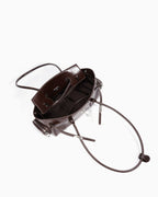 Compartment details of the Genuine Leather Shoulder Baguette Bag with zippered side pockets and turn-lock closure