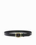 Women's Casual Genuine Leather Belt with Gold Buckle, Black color