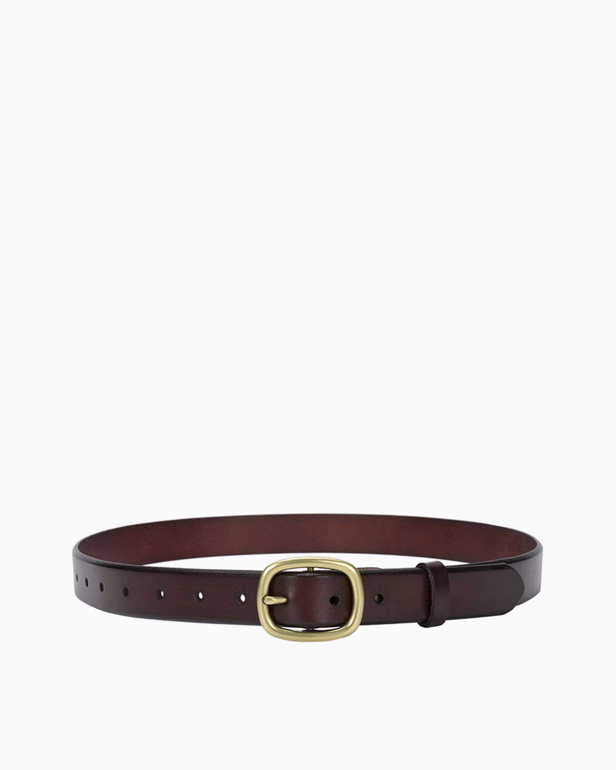 Women's Casual Genuine Leather Belt with Gold Buckle, Coffee color