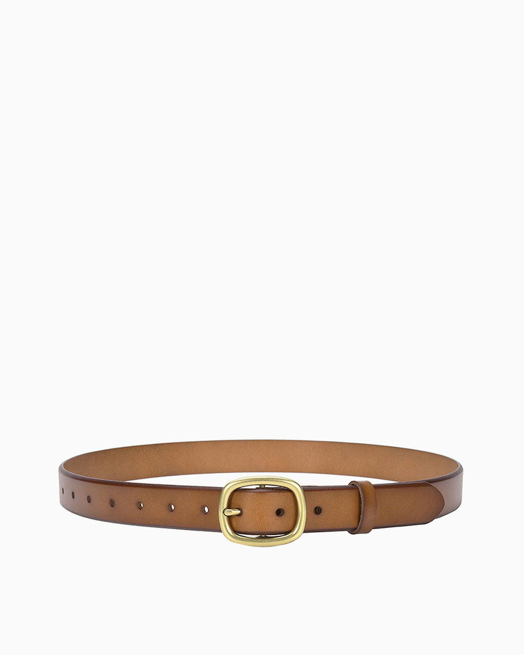 Women's Casual Genuine Leather Belt with Gold Buckle, Walnut color