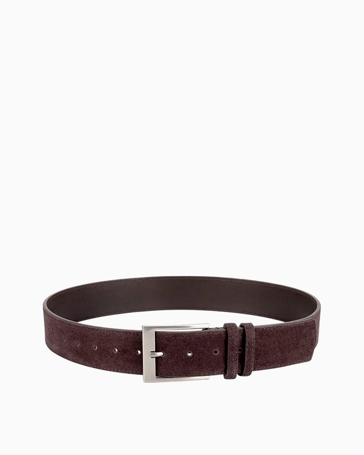 Women's Casual Genuine Leather Suede Belt With Rectangular Silver Buckle, Coffee