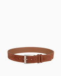 Women's Casual Genuine Leather Suede Belt With Rectangular Silver Buckle, Light Brown