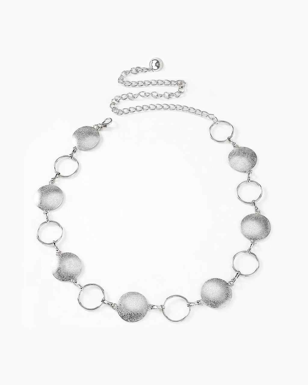 Women's Silver Disc & Ring Chain Belt