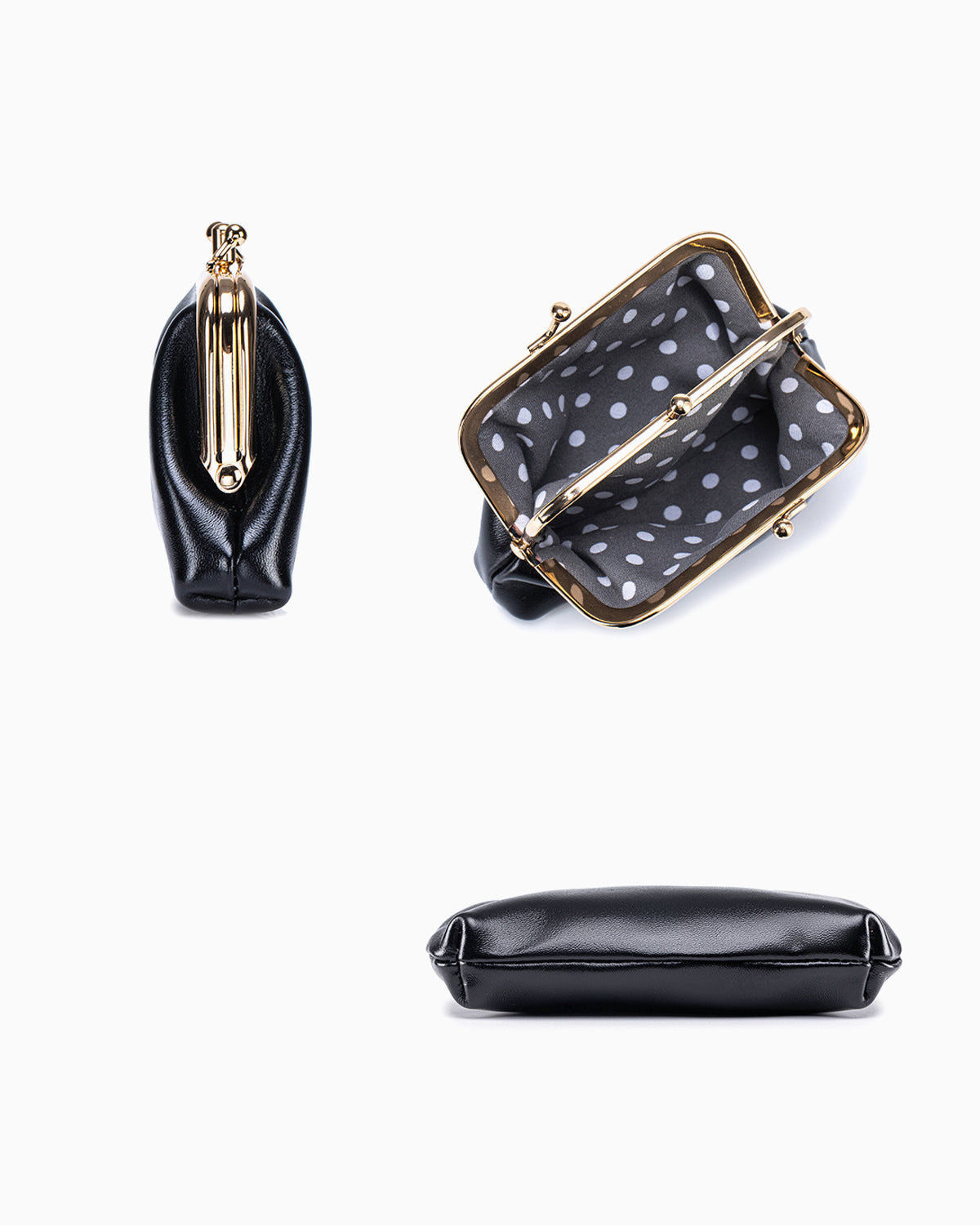 Black Genuine Oil Wax Leather Women’s Purse