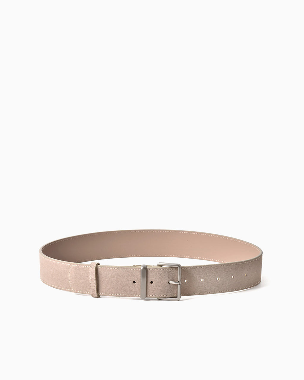 Women's Apricot Genuine Suede Leather Belt with Silver Rectangular Buckle
