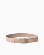 Women's Apricot Genuine Suede Leather Belt with Silver Rectangular Buckle