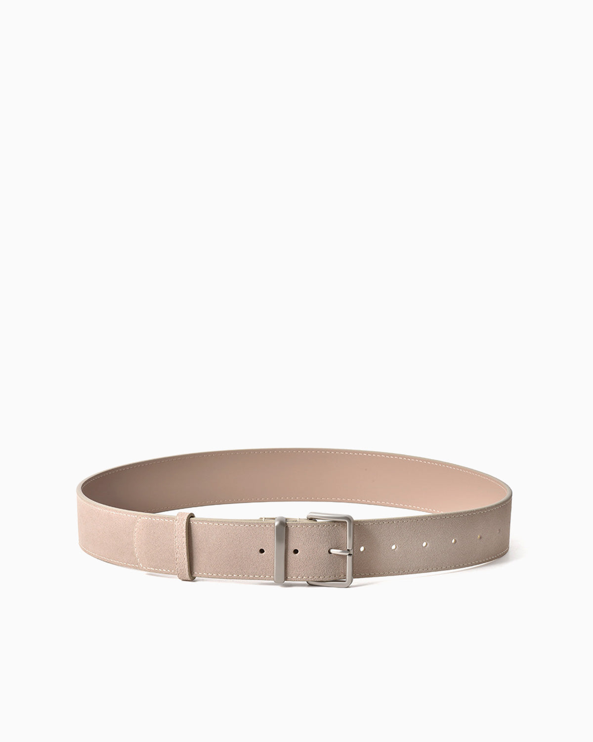 Women's Apricot Genuine Suede Leather Belt with Silver Rectangular Buckle