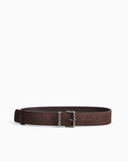 Women's Coffee Genuine Suede Leather Belt with Silver Rectangular Buckle
