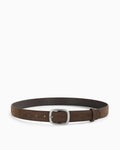 Women's Casual Brown Suede Maillard Belt with Silver Rectangular Buckle