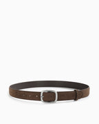 Women's Casual Brown Suede Maillard Belt with Silver Rectangular Buckle