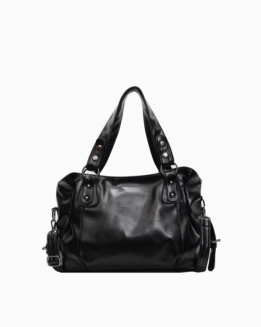 Chic Vegan Leather Shoulder Black Bag with Spacious Interior and Adjustable Strap