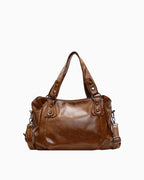 Chic Vegan Leather Shoulder Brown Bag with Spacious Interior and Adjustable Strap