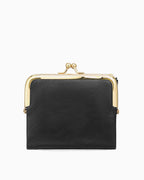 Black Vegan Faux Leather Women’s Wallet – Elegant Gold Clasp Design