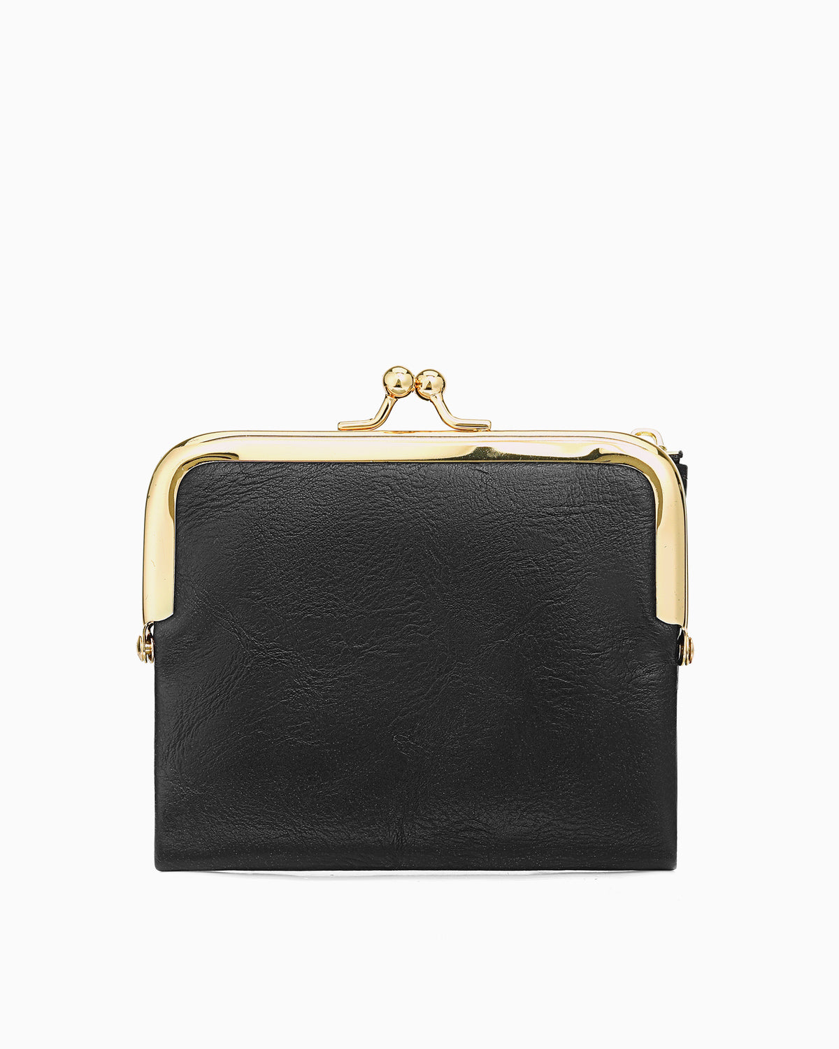 Black Vegan Faux Leather Women’s Wallet – Elegant Gold Clasp Design