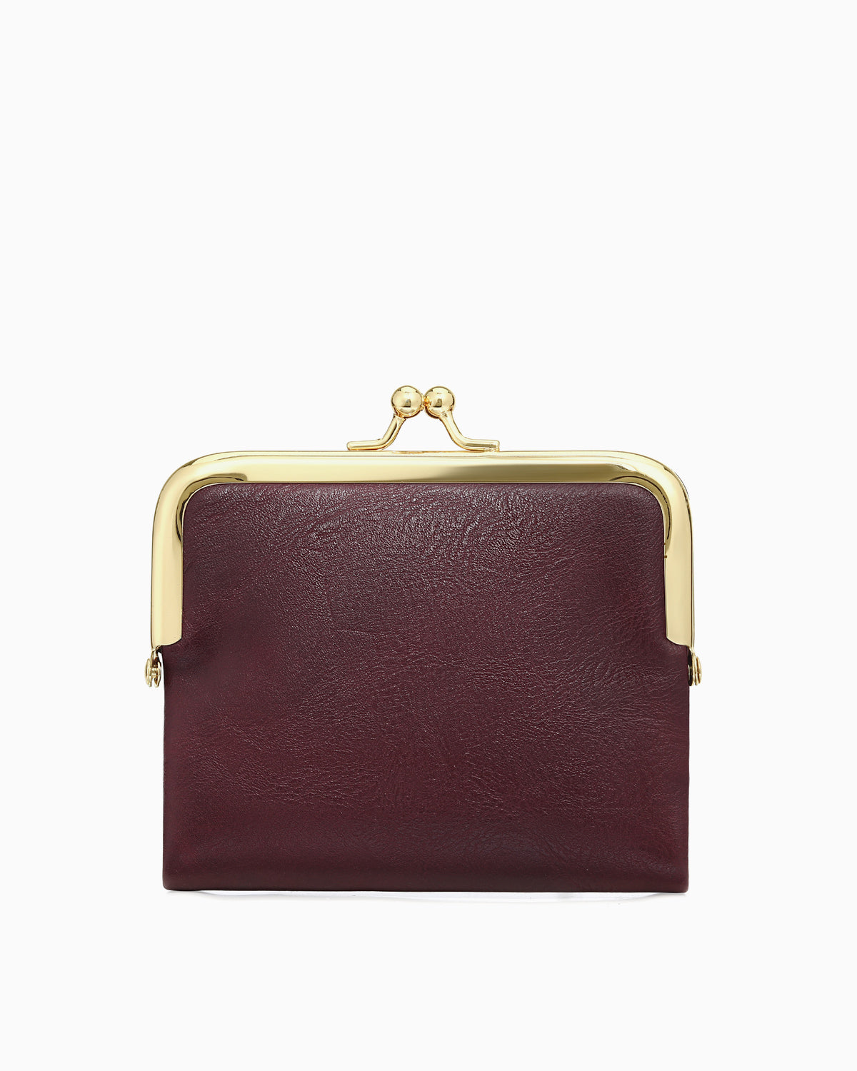 Burgundy Vegan Faux Leather Women’s Wallet – Elegant Gold Clasp Design