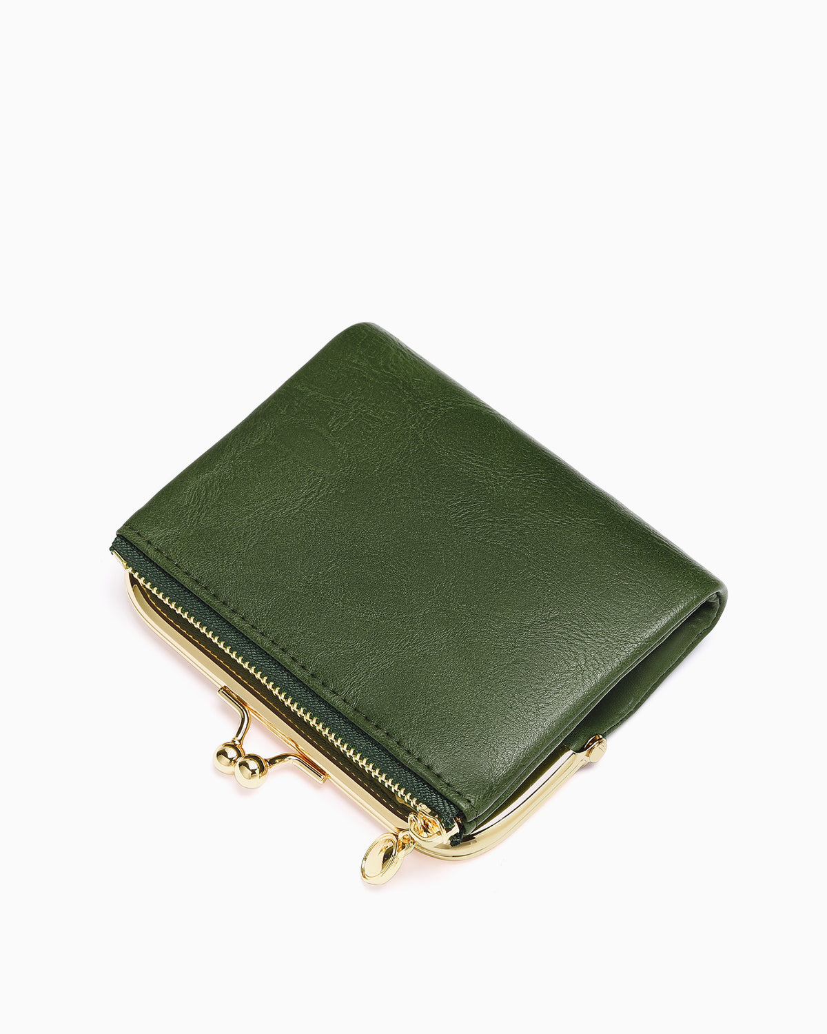 Green Vegan Faux Leather Women’s Wallet – Elegant Gold Clasp Design