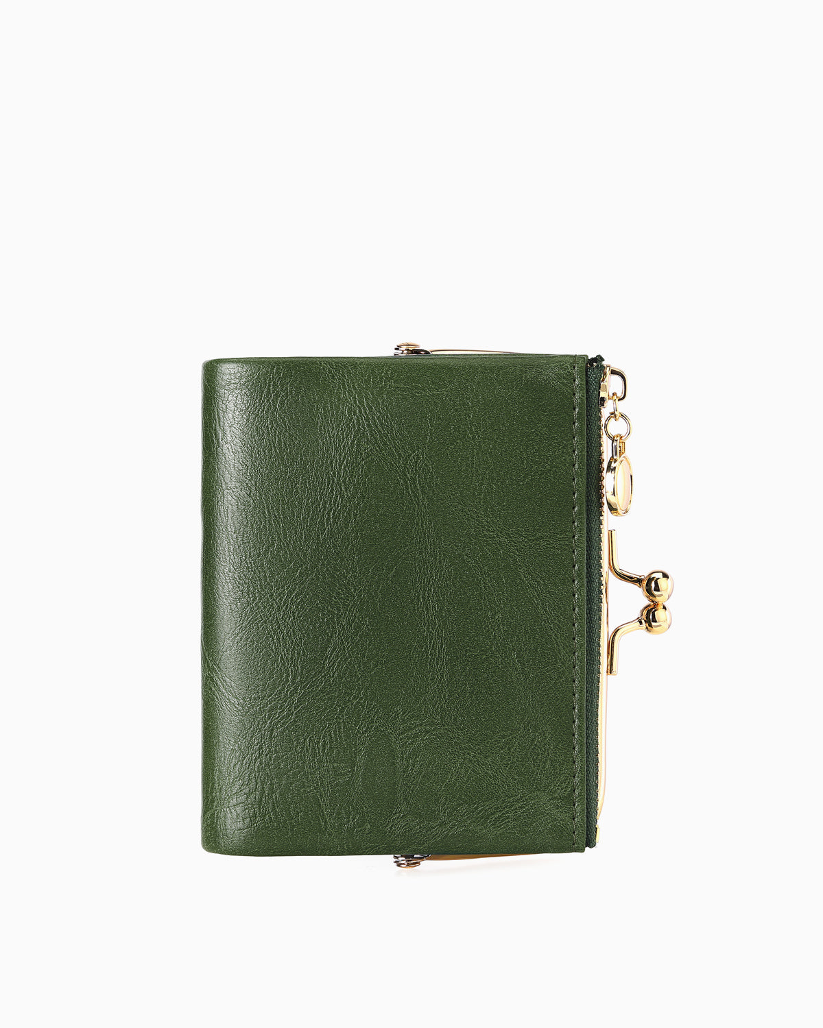 Green Vegan Faux Leather Women’s Wallet – Elegant Gold Clasp Design