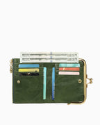 Green Vegan Faux Leather Women’s Wallet – Elegant Gold Clasp Design