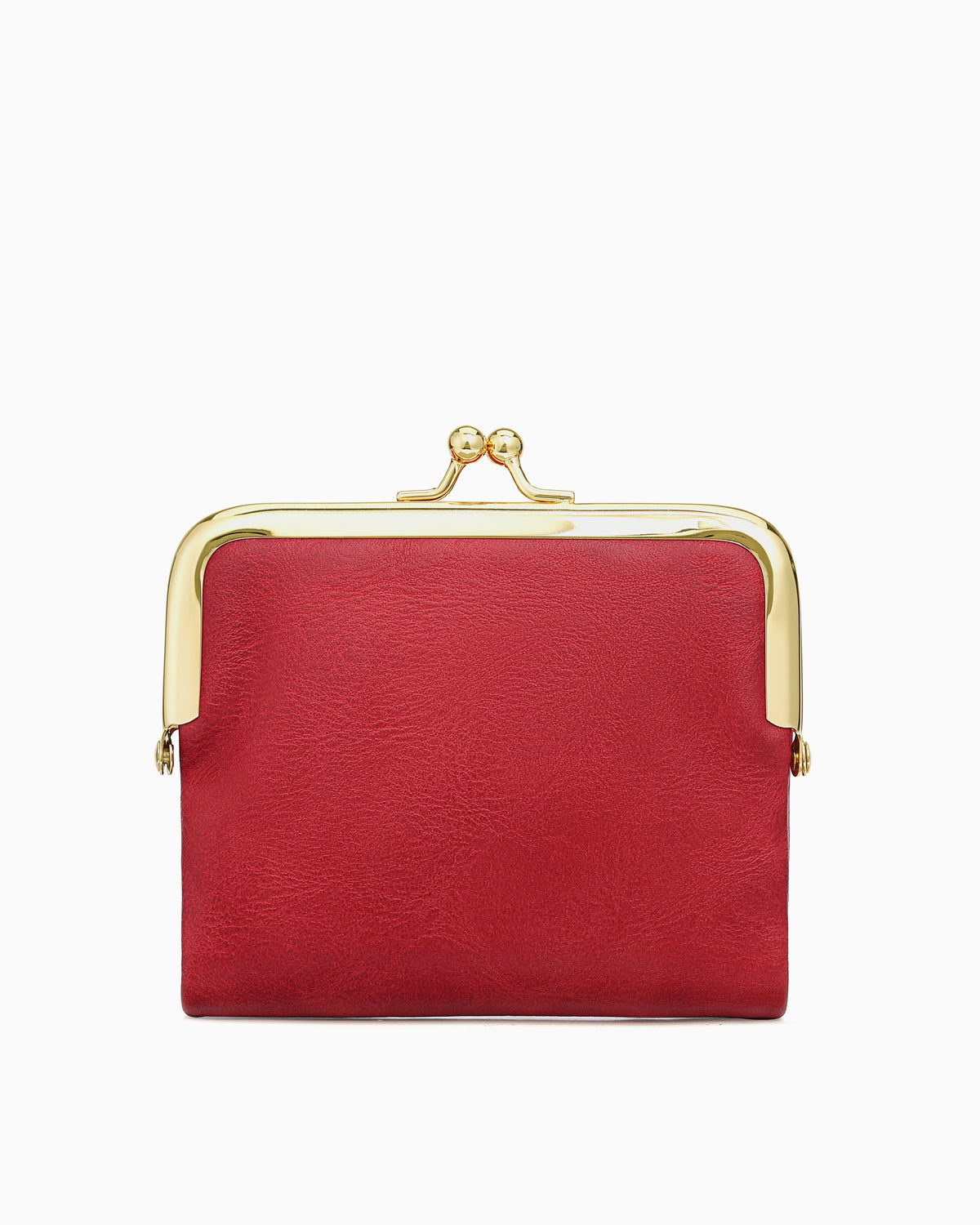 Red Vegan Faux Leather Women’s Wallet – Elegant Gold Clasp Design