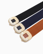 Women’s Wide Elastic Belt with Gold Buckle
