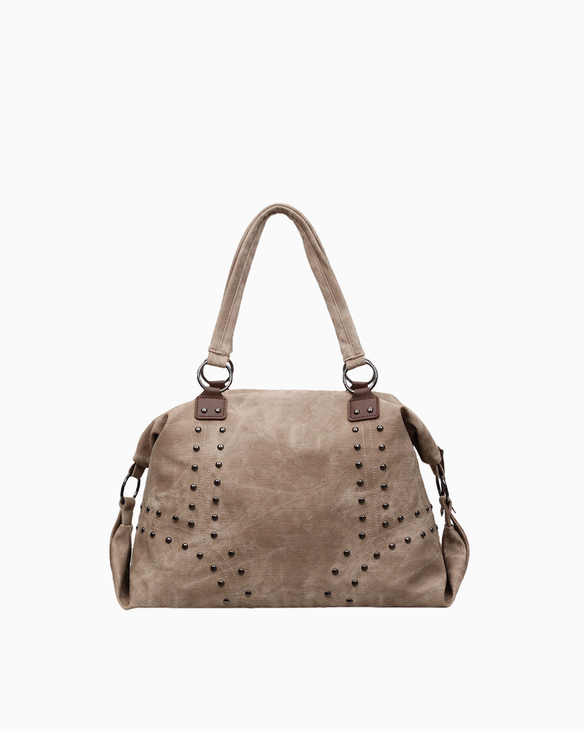 Women’s Studded Handbag, Elegant & Versatile Tote, Khaki color