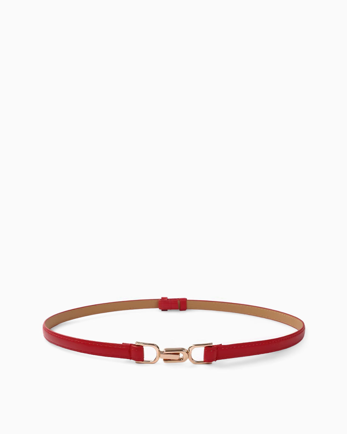 Women's Classic Slim Red Belt with Gold Chain Clasp
