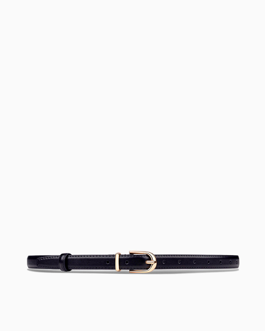 Women's All-Matching Genuine Leather Classic Belt with Gold D-Buckle, Black color