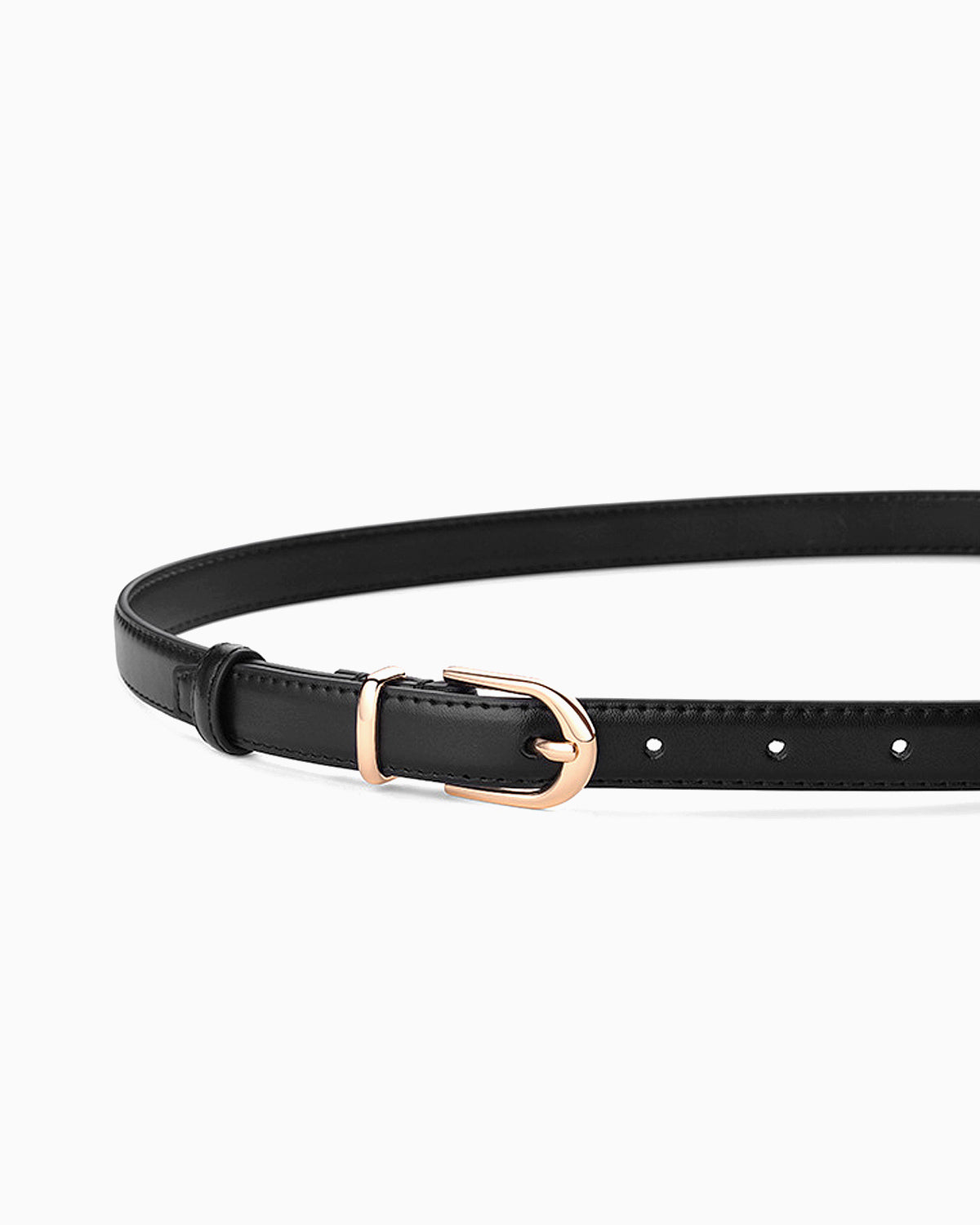 Women's All-Matching Genuine Leather Classic Belt with Gold D-Buckle, Black color