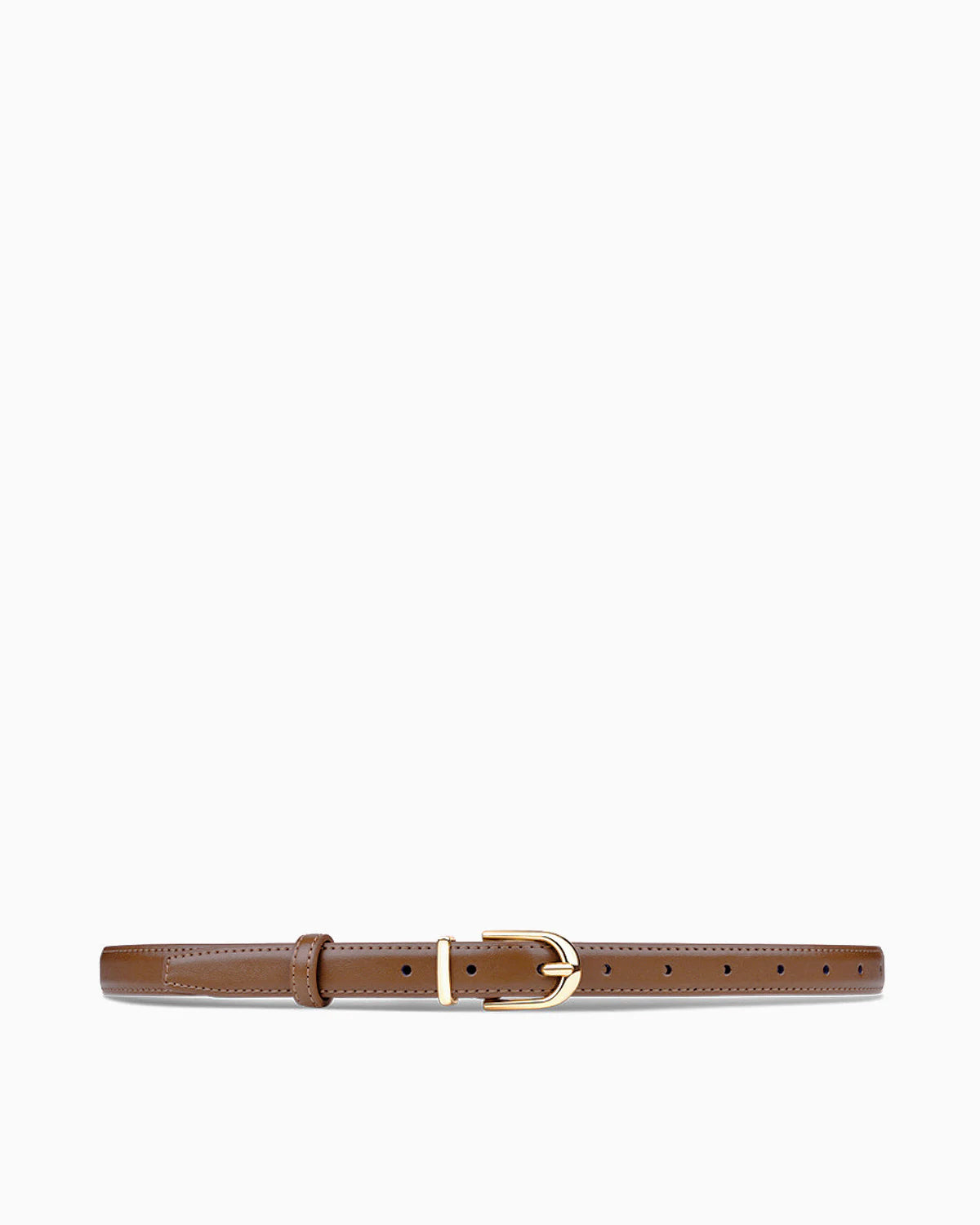 Women's All-Matching Genuine Leather Classic Brown Belt with Gold D-Buckle