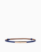 Women's Slim Blue Genuine Leather Belt with Gold Clasp