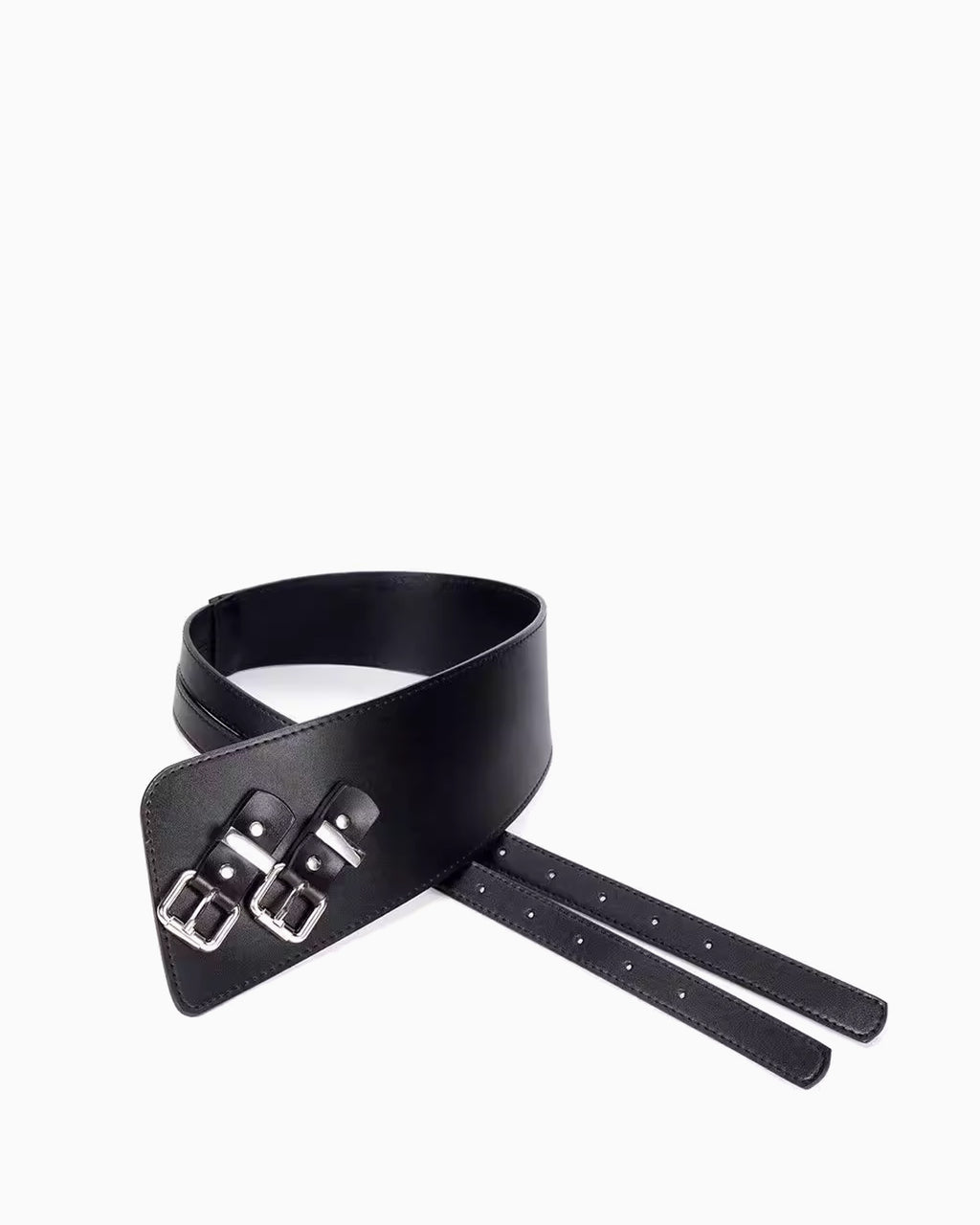 Statement Chic Double Buckle Waist Belt, Black Color
