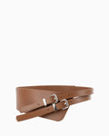 Women's caramel-colored Double Buckle Wide Statement Waist Belt | BUCKLE Collective
