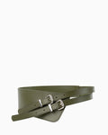 Statement Chic Double Buckle Waist Belt, Green Color