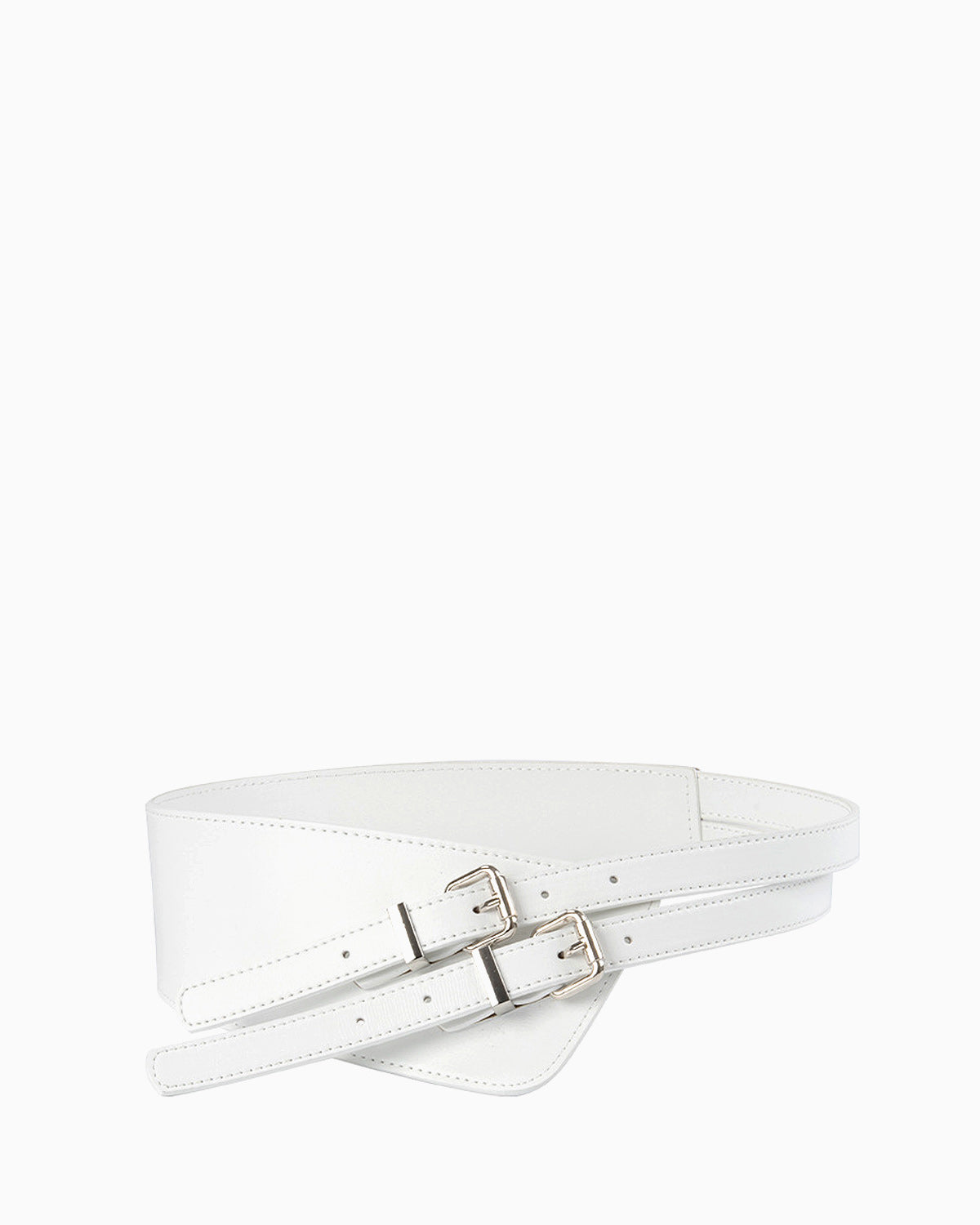 Statement Chic Double Buckle Waist Belt, White Color