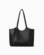 Genuine Leather Tote Bag with Contrast Stitching