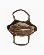Genuine Leather Tote Bag with Contrast Stitching