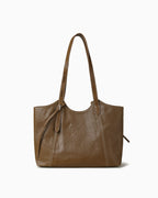 Genuine Leather Tote Bag with Contrast Stitching