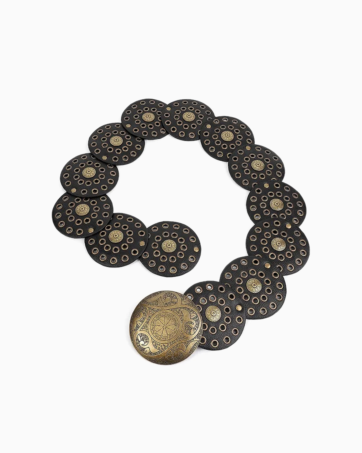 Women's Bohemian Medallion Belt with Perforated Discs
