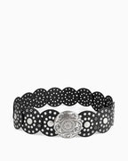 Women's Bohemian Medallion Belt with Perforated Discs, Silver