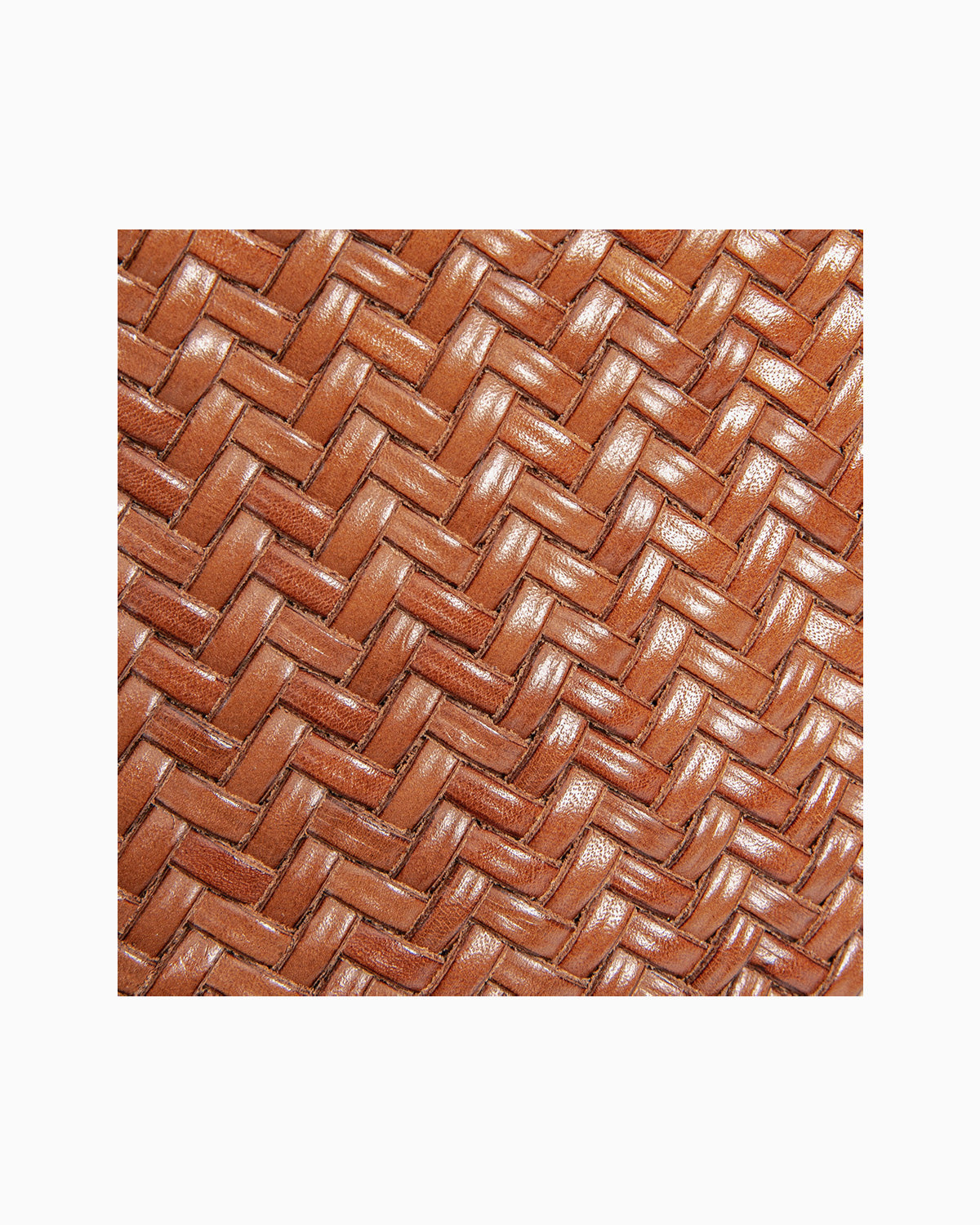 Leather texture of the Genuine Cowhide Leather Woven Tote Bucket Bag with Buckle Details