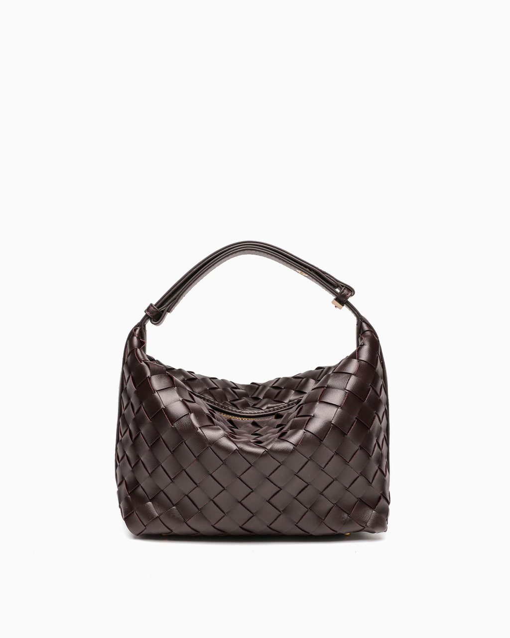 Faux Vegan Leather Woven HOBO Handbag with Adjustable Strap, Purple Grape color
