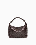 Faux Vegan Leather Woven HOBO Handbag with Adjustable Strap, Purple Grape color