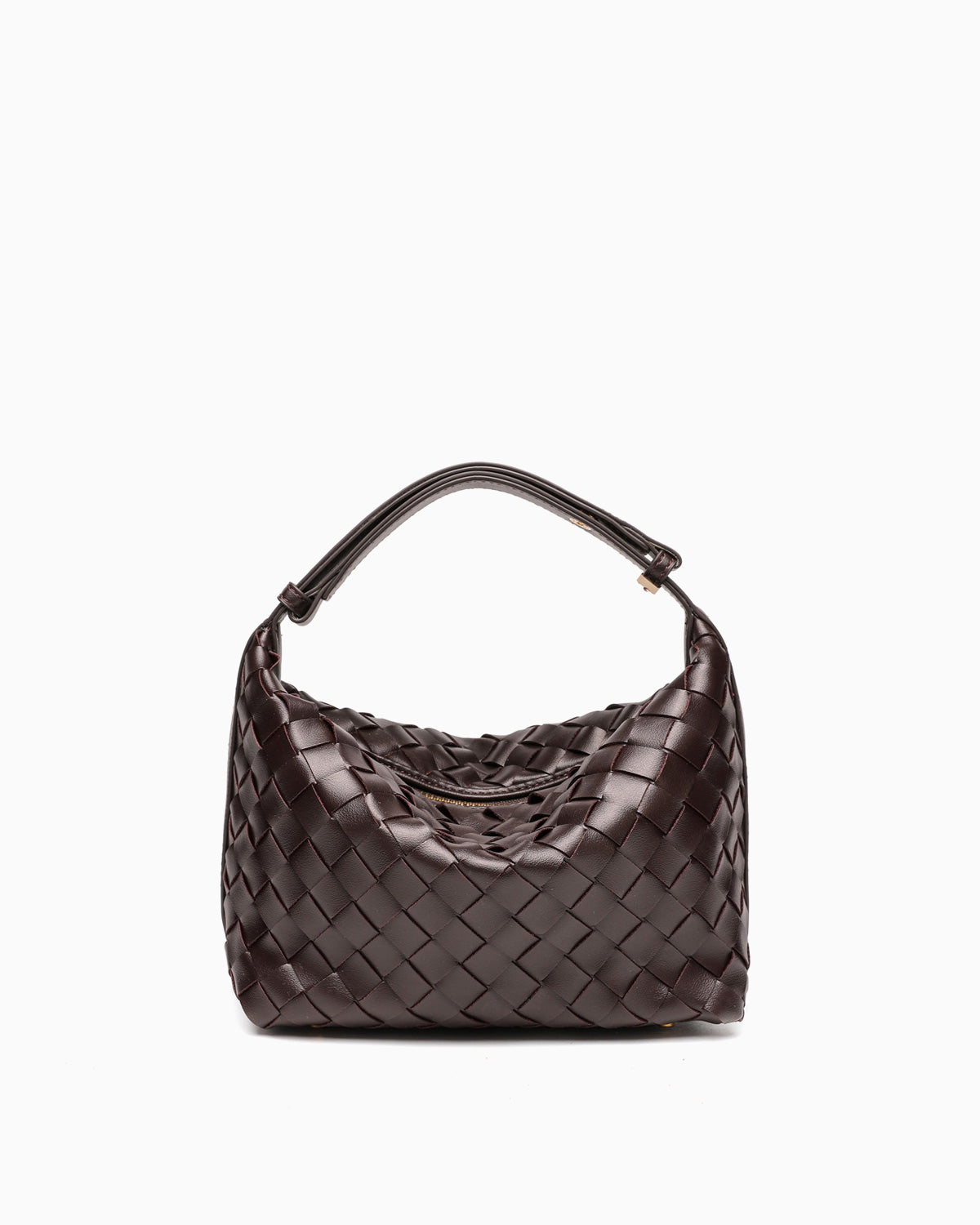 Faux Vegan Leather Woven HOBO Handbag with Adjustable Strap, Purple Grape color
