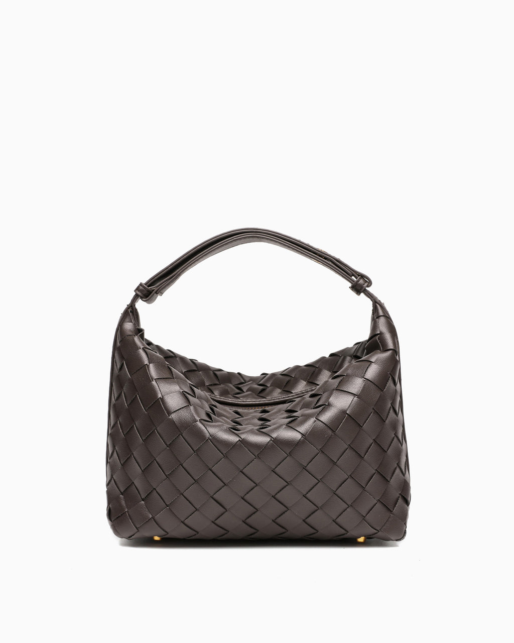 Trendy & Stylish Faux Vegan Leather Woven HOBO Handbag with Adjustable Strap, Iron Gray color