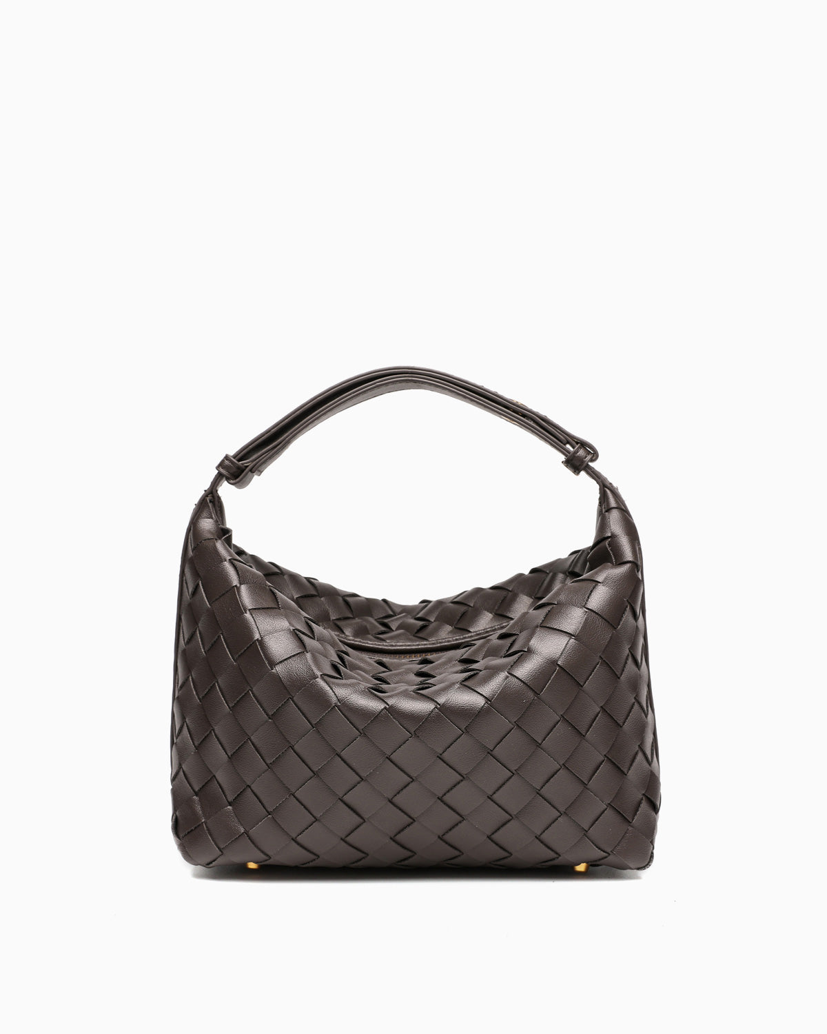 Trendy & Stylish Faux Vegan Leather Woven HOBO Handbag with Adjustable Strap, Iron Gray color