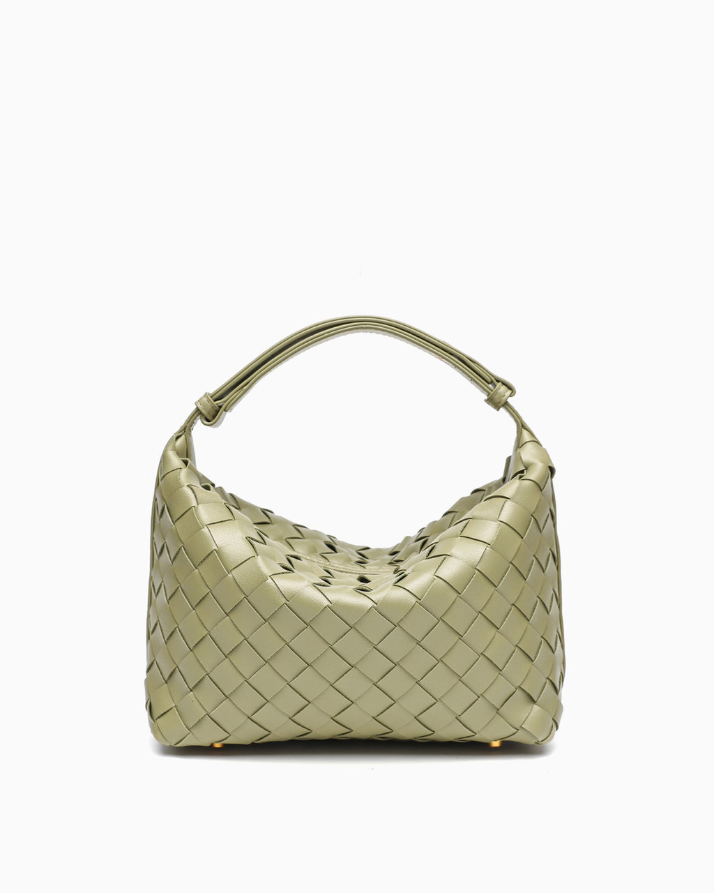 Faux Vegan Leather Woven HOBO Handbag with Adjustable Strap, Travertine color