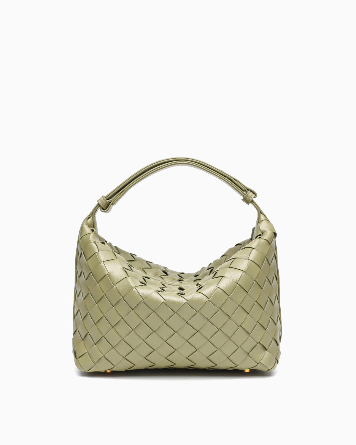 Faux Vegan Leather Woven HOBO Handbag with Adjustable Strap, Travertine color