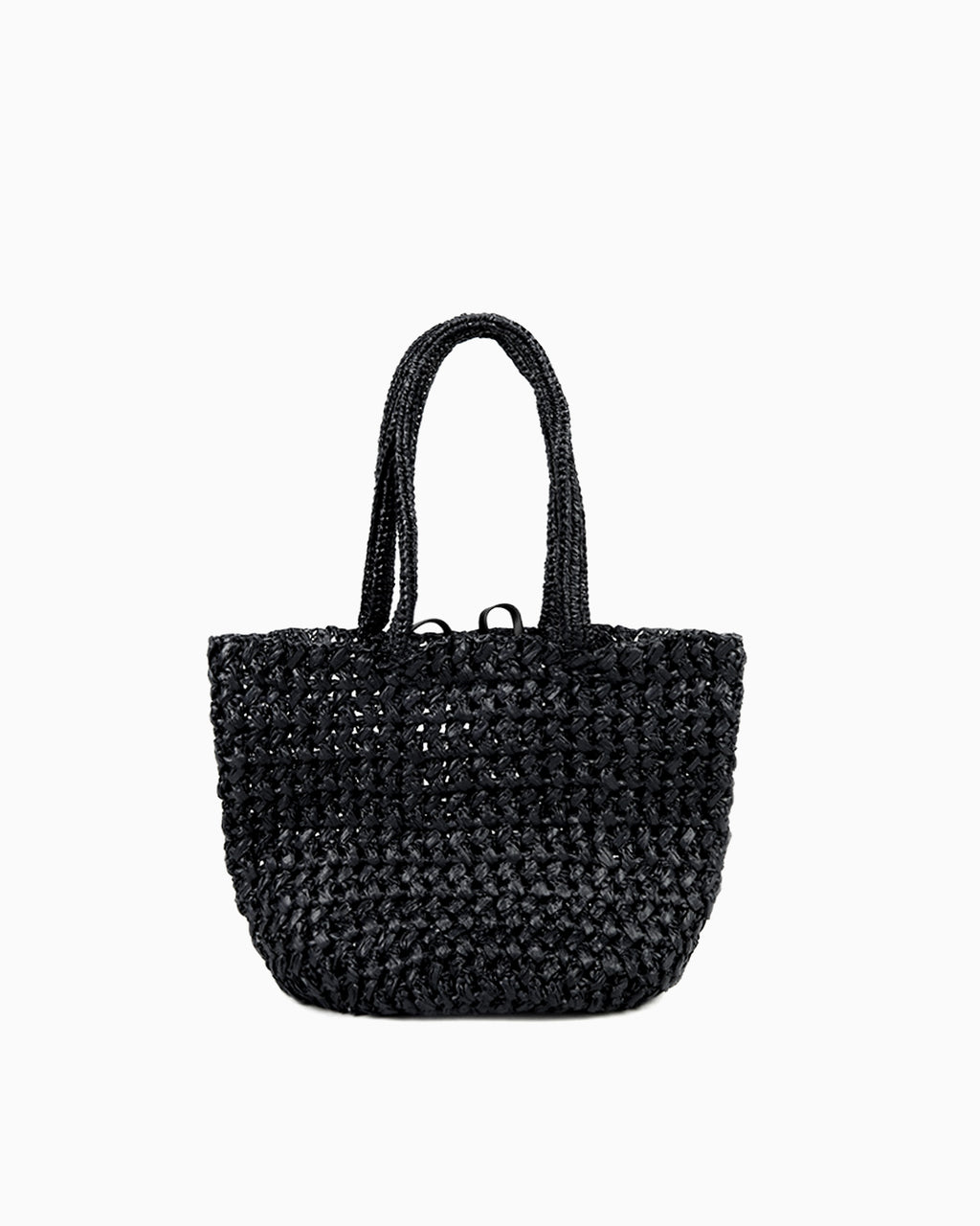 Natural, eco-friendly Woven Raffia Tote Bag with Removable Pouch, Black Color