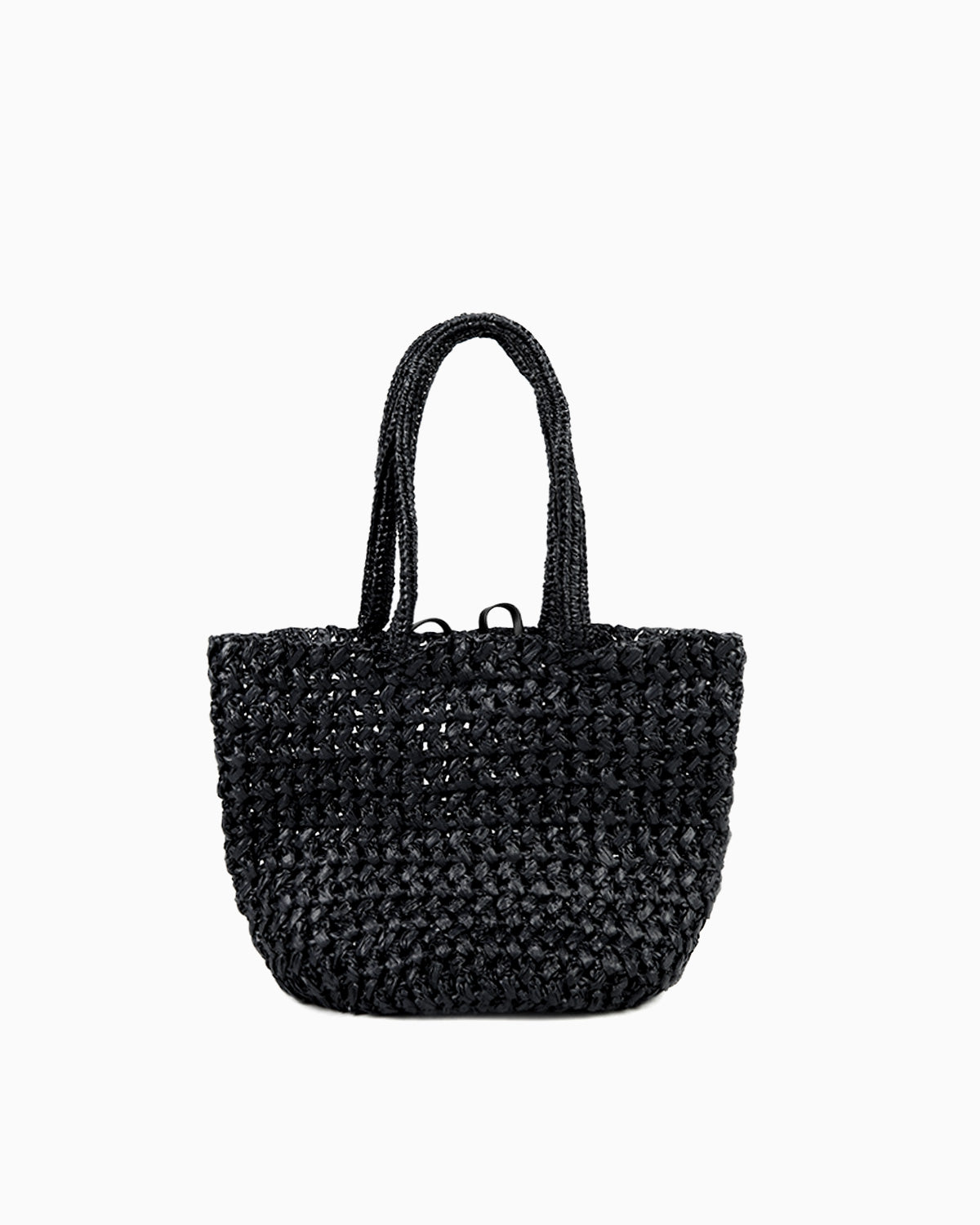 Natural, eco-friendly Woven Raffia Tote Bag with Removable Pouch, Black Color